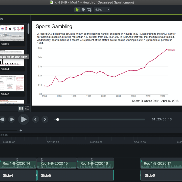 The Camtasia Project View Layout in Mac